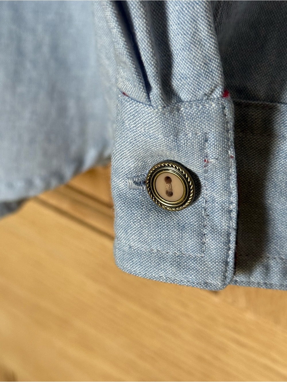 Vintage Light Blue Embroidered Button-Up Shirt - Plaid Collar - Picture 3 of 7